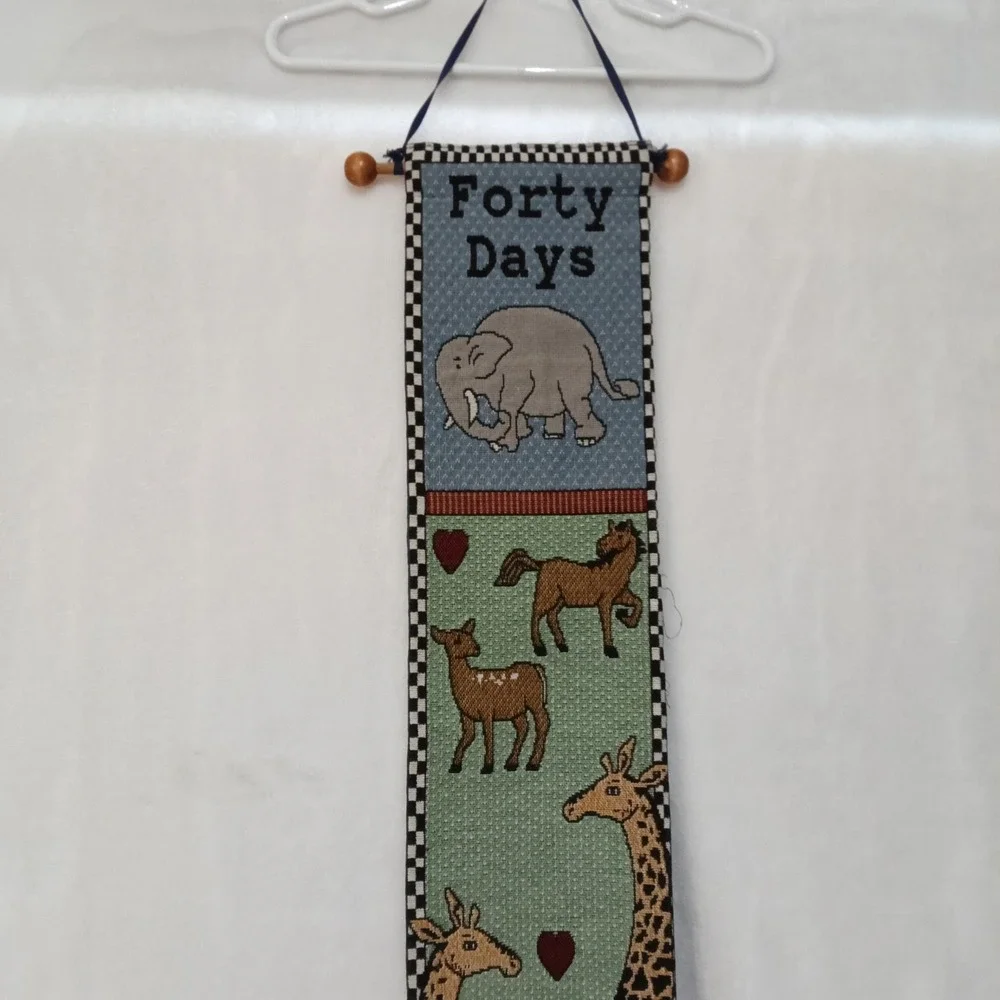 Noah's Ark Woven Tapestry Wall Hanging Forty Days Forty Nights Nursery Art Decor